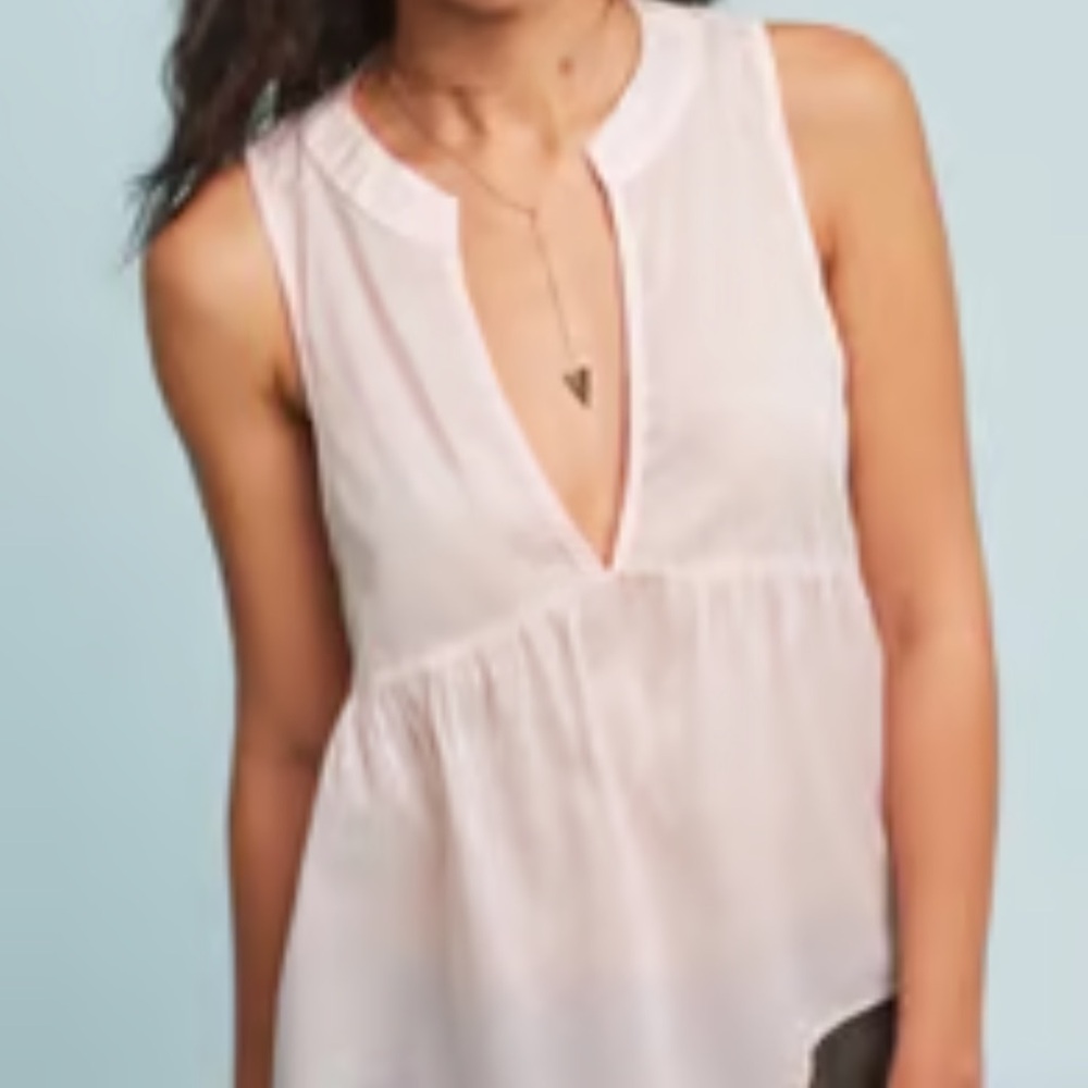 Anthropologie Pale Blush Sleeveless V-Neck Tank